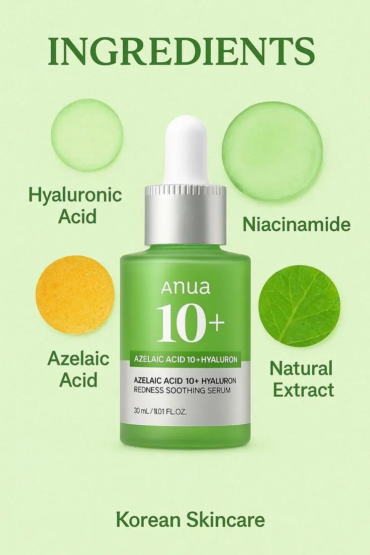 Anua Azelaic Acid 10 + Hyaluron Redness Soothing Serum (30 ml) MAAS K-BEAUTY Korean Cosmetics