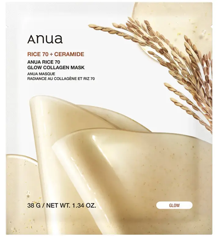 ANUA Rice 70 Glow Collagen Mask MAAS K-BEAUTY Korean Cosmetics