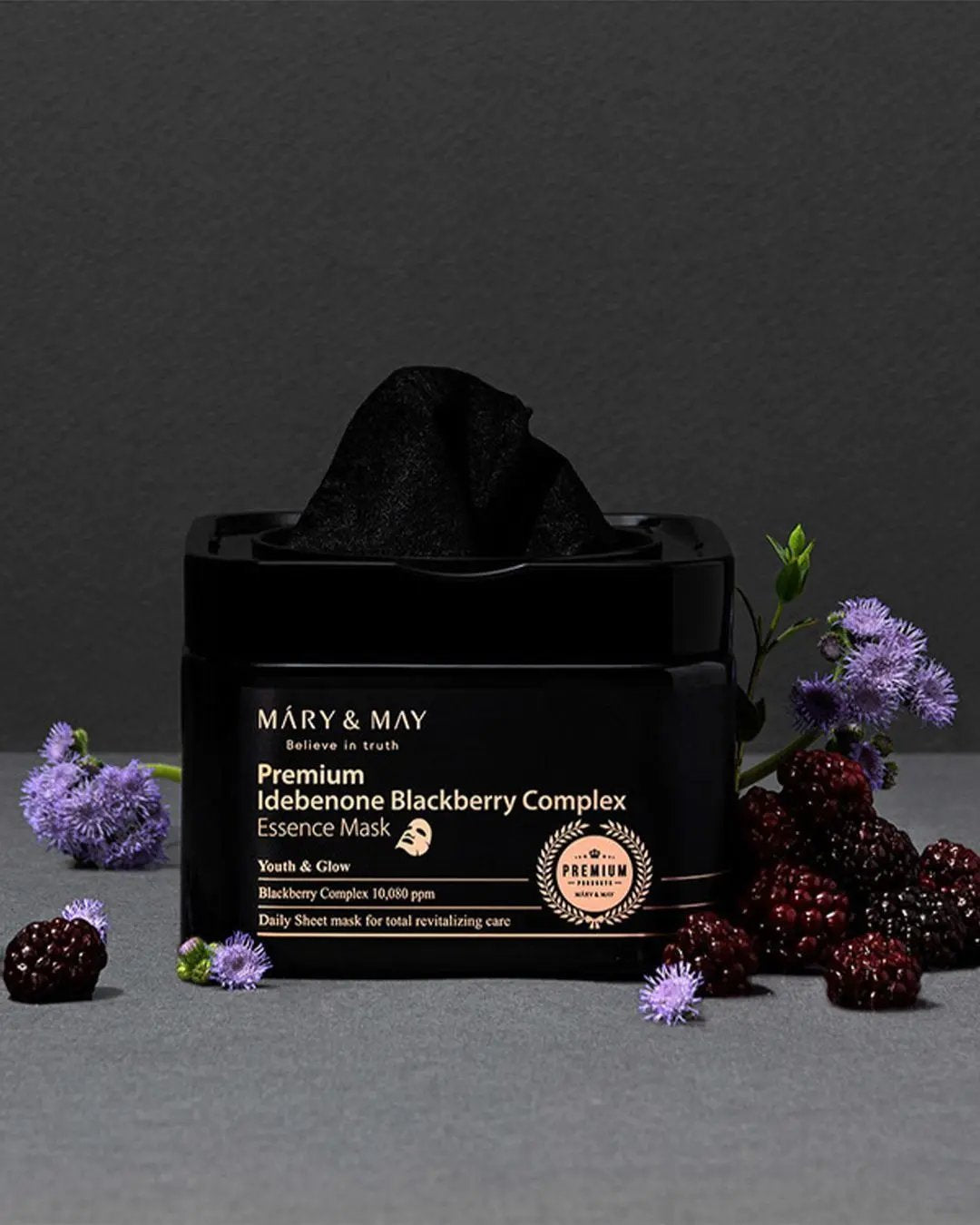 Mary & May Premium Idebenone Blackberry Complex Essence Mask (20 masques) MAAS K-BEAUTY Korean Cosmetics