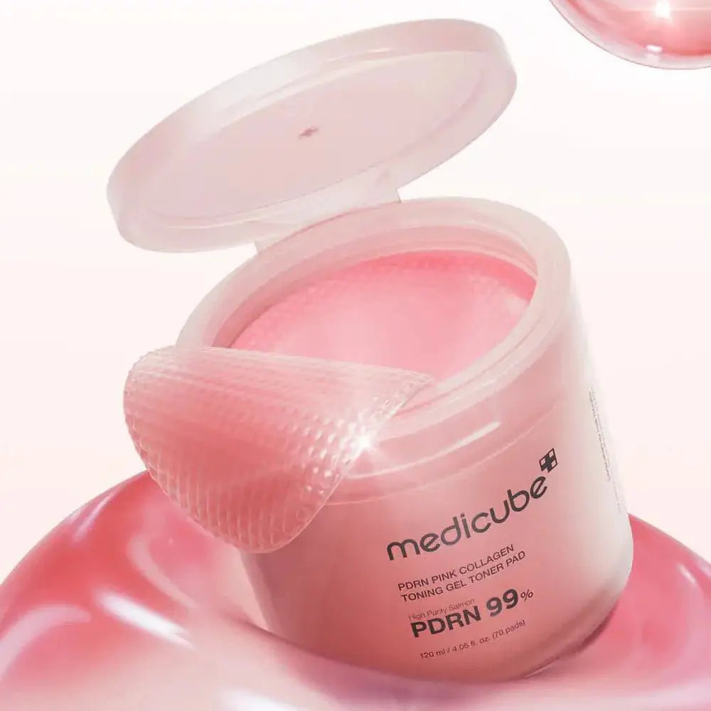 Medicube PDRN Pink Collagen Toning Gel Toner Pad – PDRN de saumon et niacinamide