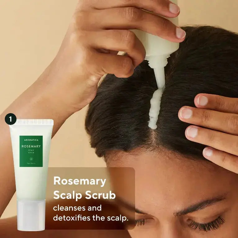 Aromatica Rosemary Scalp Scaling Trial Kit – shampoing, gommage et lotion